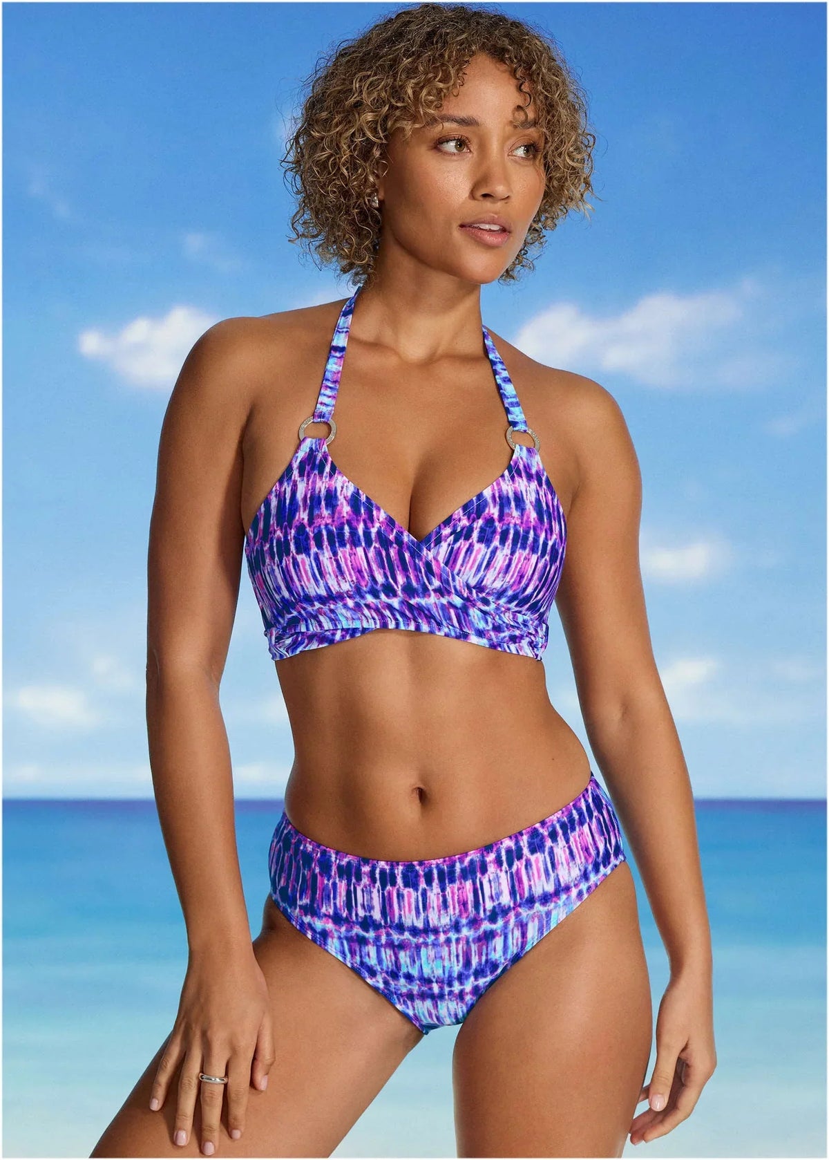 Laguna Wrap Underwire Top Blurred Leopard Stripe