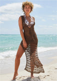 Crochet Maxi Cover Up Dress Acorn Brown