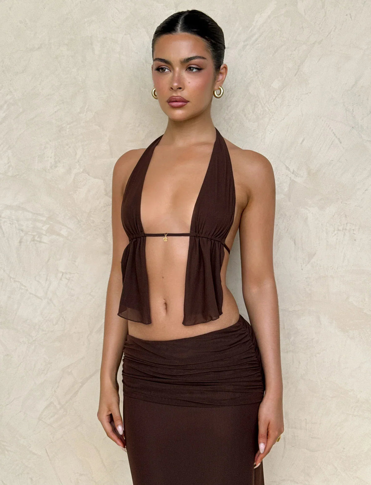 ESHA TOP BROWN CHOCOLATE