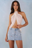 Halterneck Open Front Top in Ivory