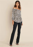 Tie Waist Blouse Black White