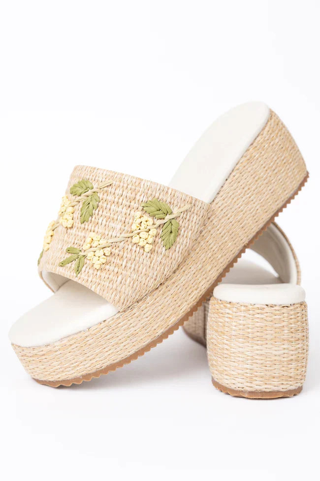 Taniya Yellow Floral Platform Sandal