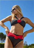 Rosette Bikini Bottom Black Red