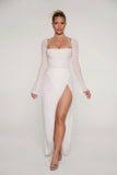 Embellished Cowl Neck Maxi Dress in Ivory