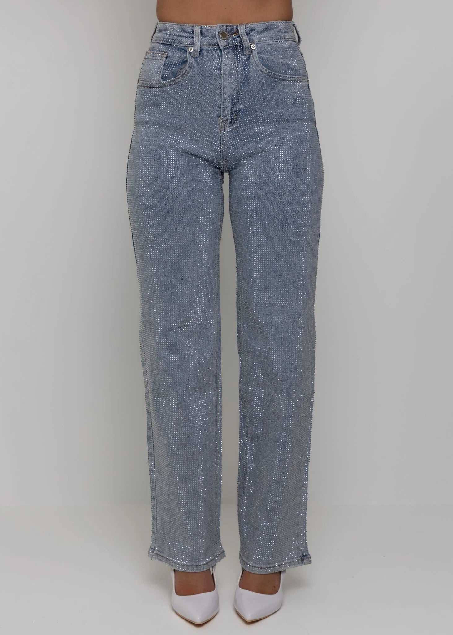 Forever Sparkle Diamante Straight Leg Jean Blue