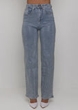 Forever Sparkle Diamante Straight Leg Jean Blue