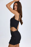 Belted Cut Out Mini Dress in Black