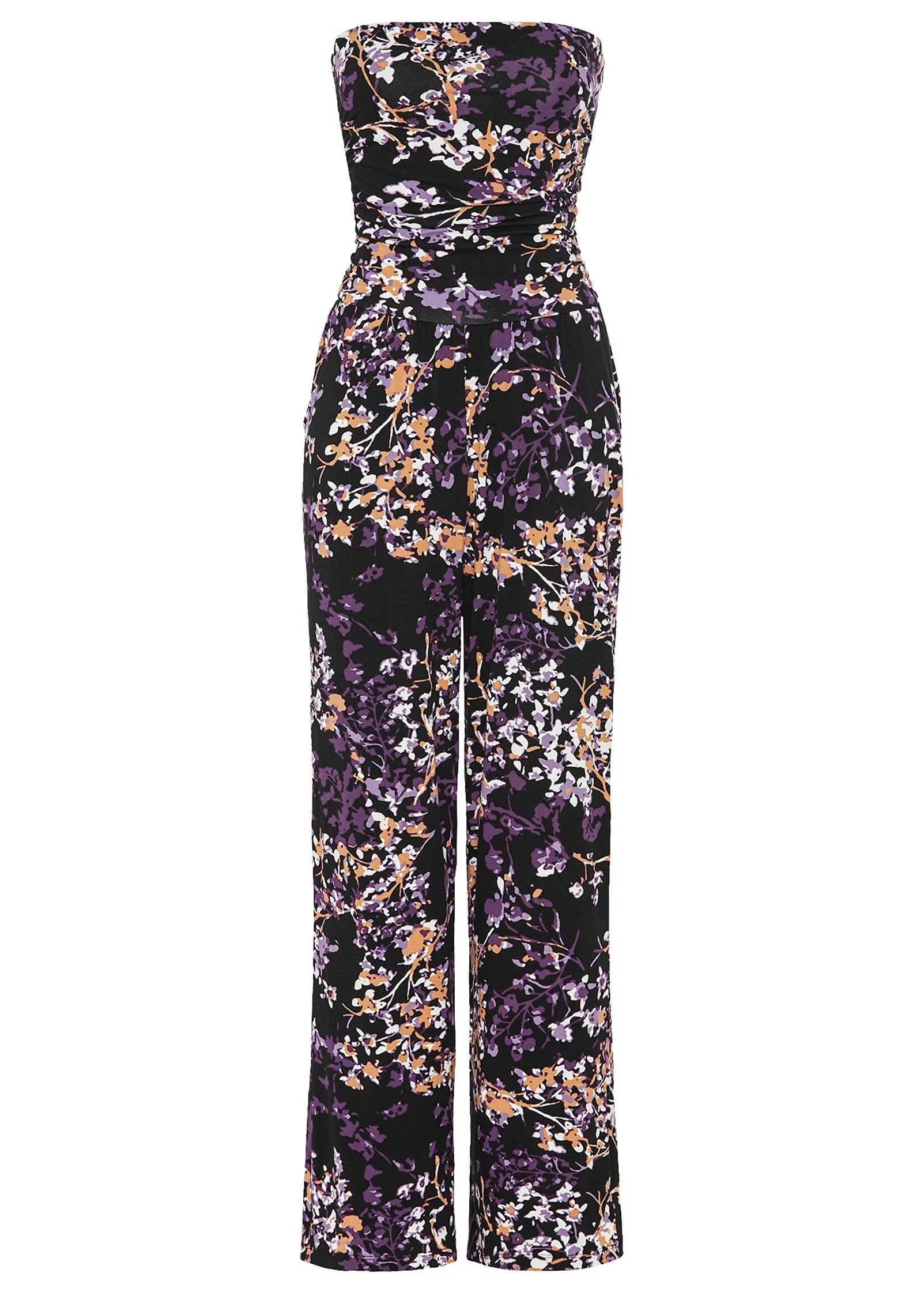 Strapless Printed Jumpsuit Purple Multi