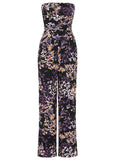 Strapless Printed Jumpsuit Purple Multi