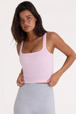 Seamless Soft Rib Square Neck Tank Top in Powder Pink