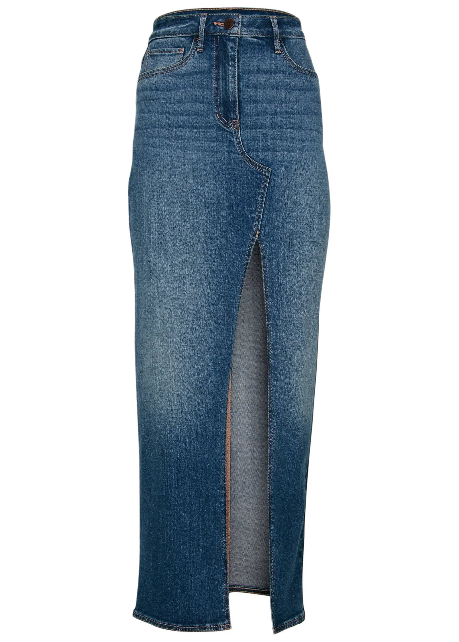 Denim Maxi Skirt Medium Wash