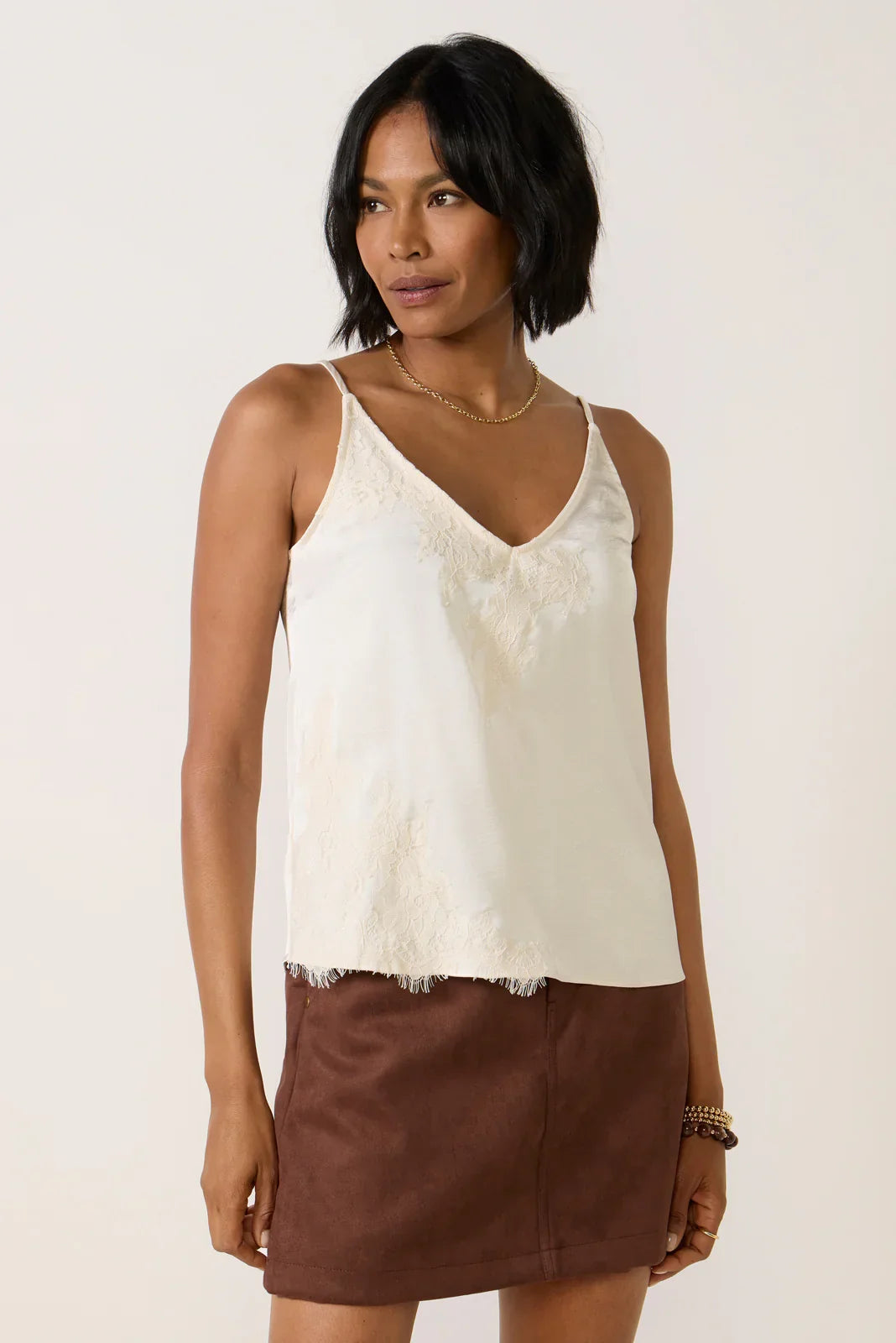 Monroe Satin Lace Trim Cami