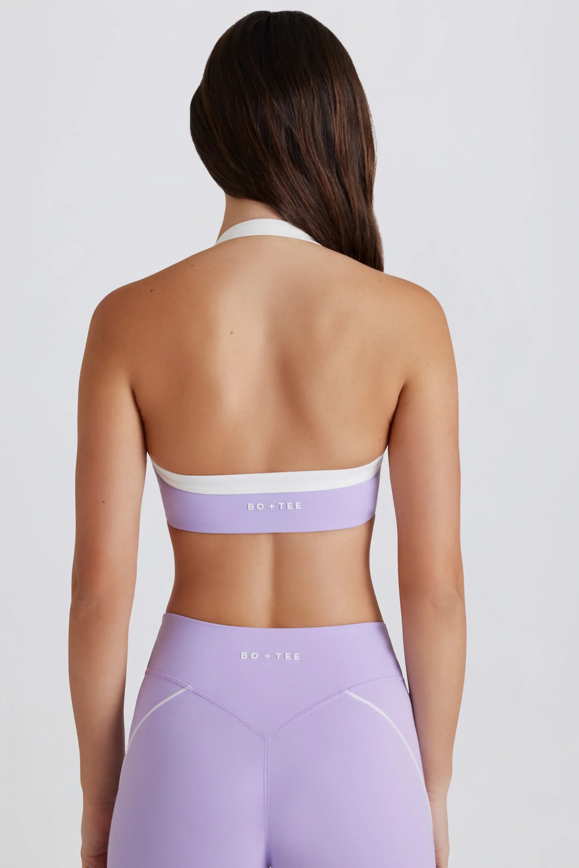 Soft Active Twist Front Halterneck Sports Bra in Lavender
