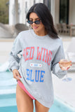 Red Wine And Blue Light Grey Graphic Sweatshirt
