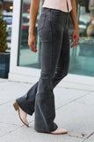 My Favorite Acid Wash Black Button Up Flare Jeans