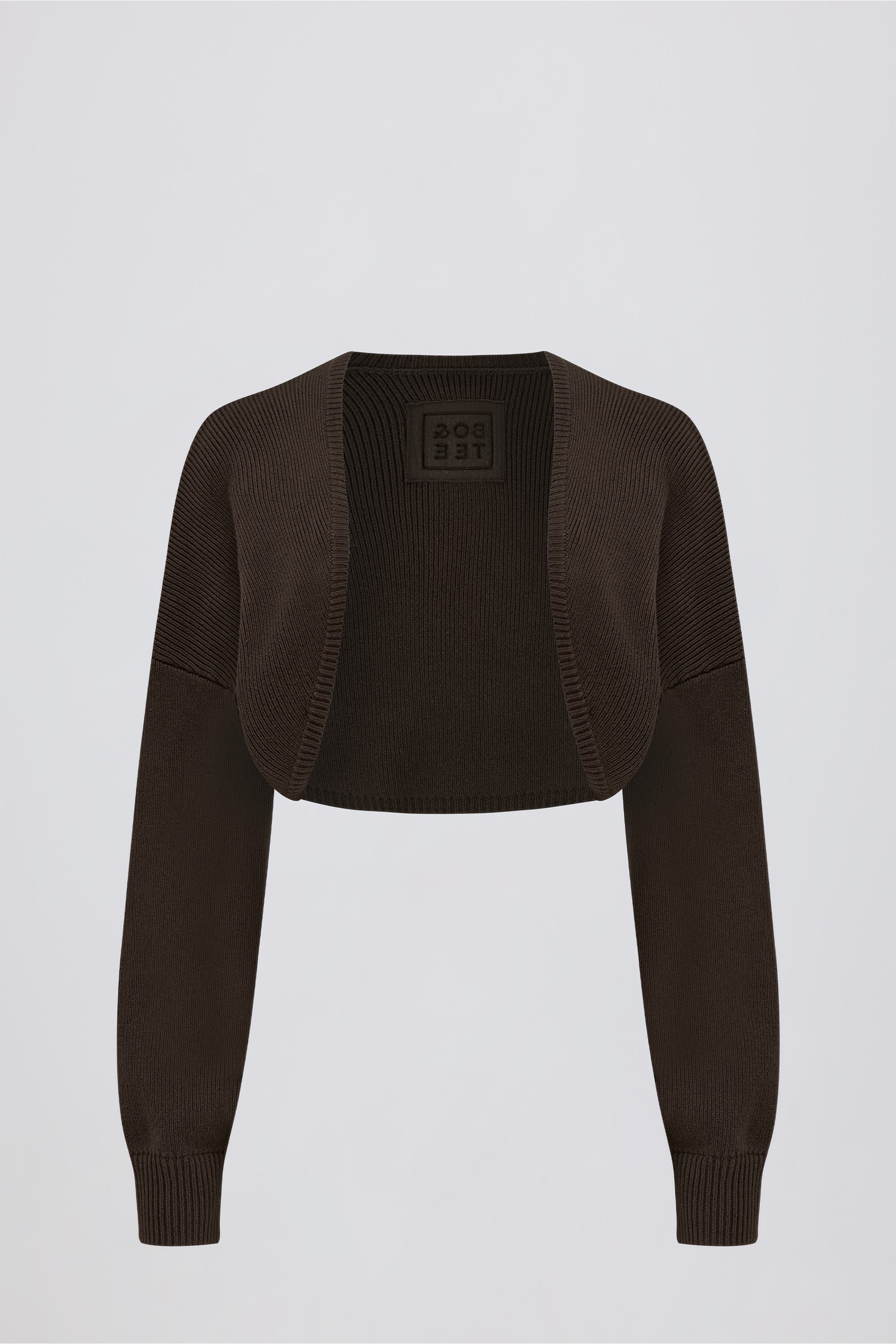 Ribbed Knit Cropped Shrug in Pecan