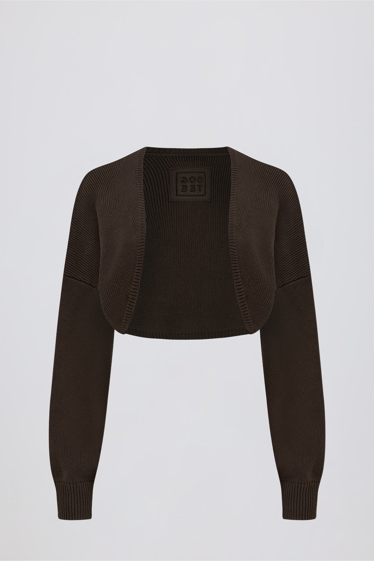 Ribbed Knit Cropped Shrug in Pecan