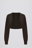 Ribbed Knit Cropped Shrug in Pecan