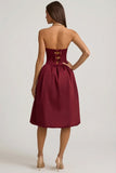 Convertible Bow Detail Bubble Hem Midaxi Dress in Wine Red