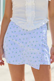Not So Simple Blue Striped Floral Print Skort