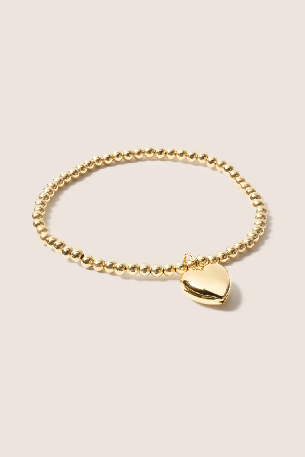 Classic Gold 3mm Bracelet w Heart
