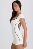 Soft Active Open Back Unitard in Coconut