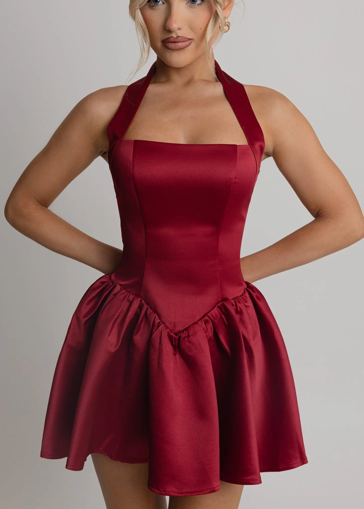 Lift You Up A Line Mini Dress Wine