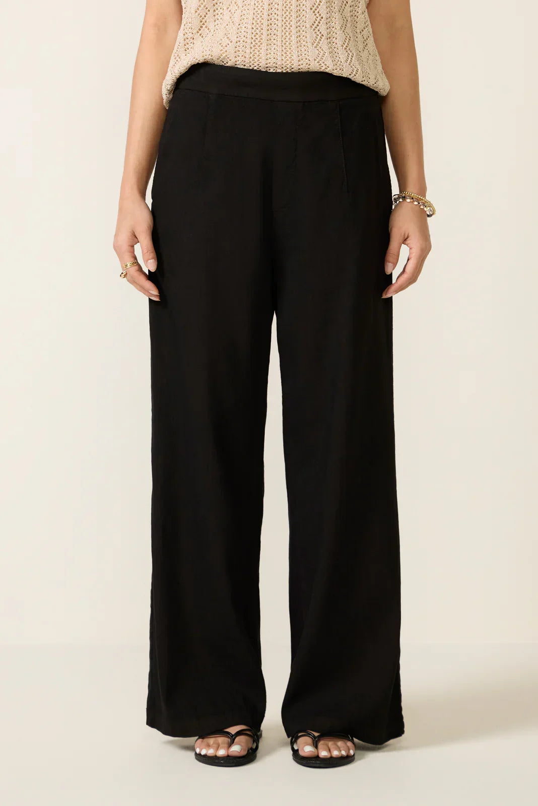 Petite Maya Wide Leg Linen Ankle Pant
