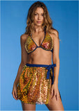Glitz Cover Up Wrap Skirt Sea Green Multi