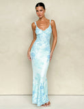 GUILIANNA FRILL MAXI DRESS BLUE FLORAL TAPESTRY