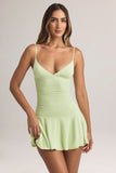 Modal Ruched A Line Mini Dress in Sage Green