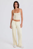 Ribbed Knit Wide Leg Joggers in Cream