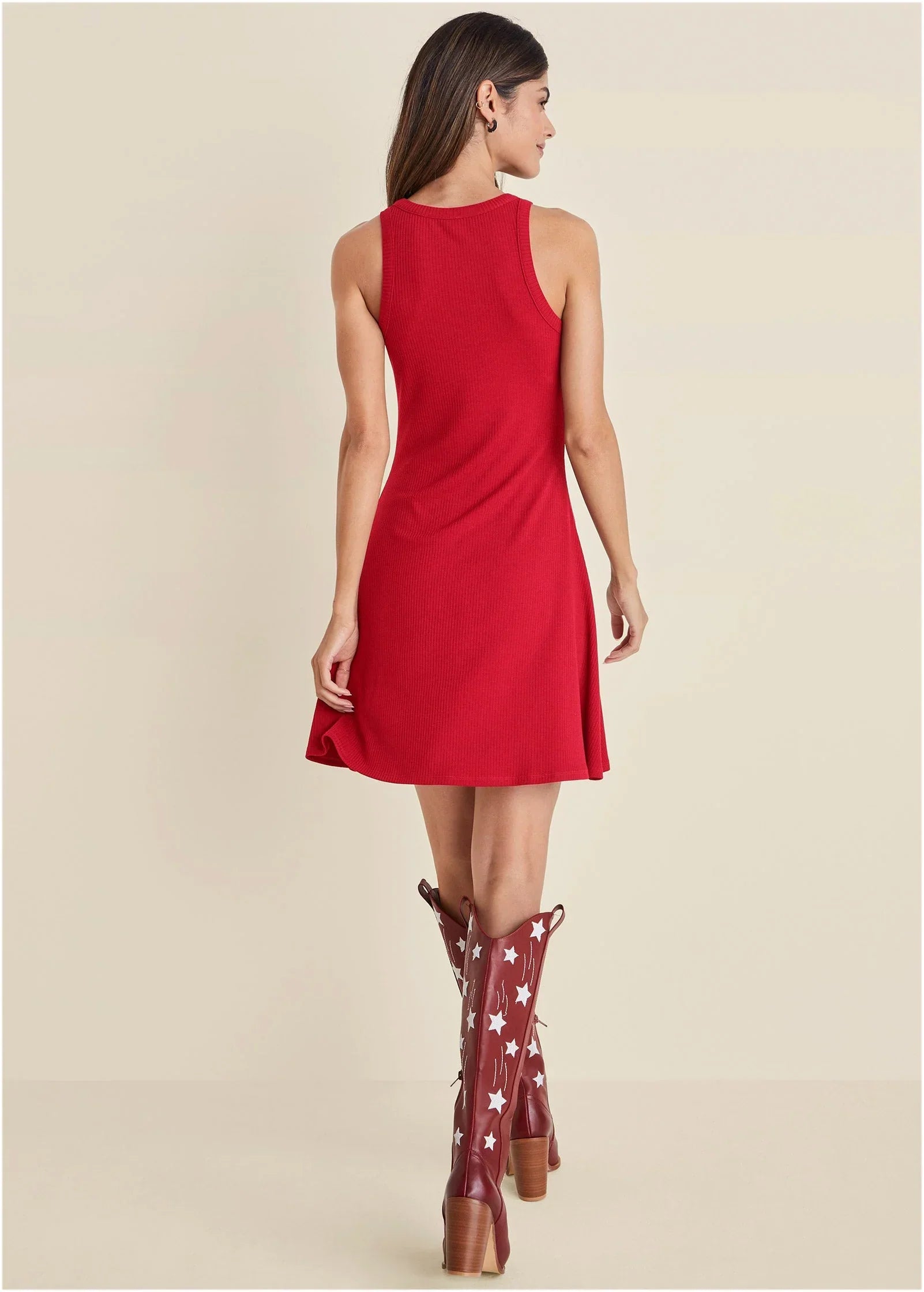 Flexrib Fit And Flare Dress Red