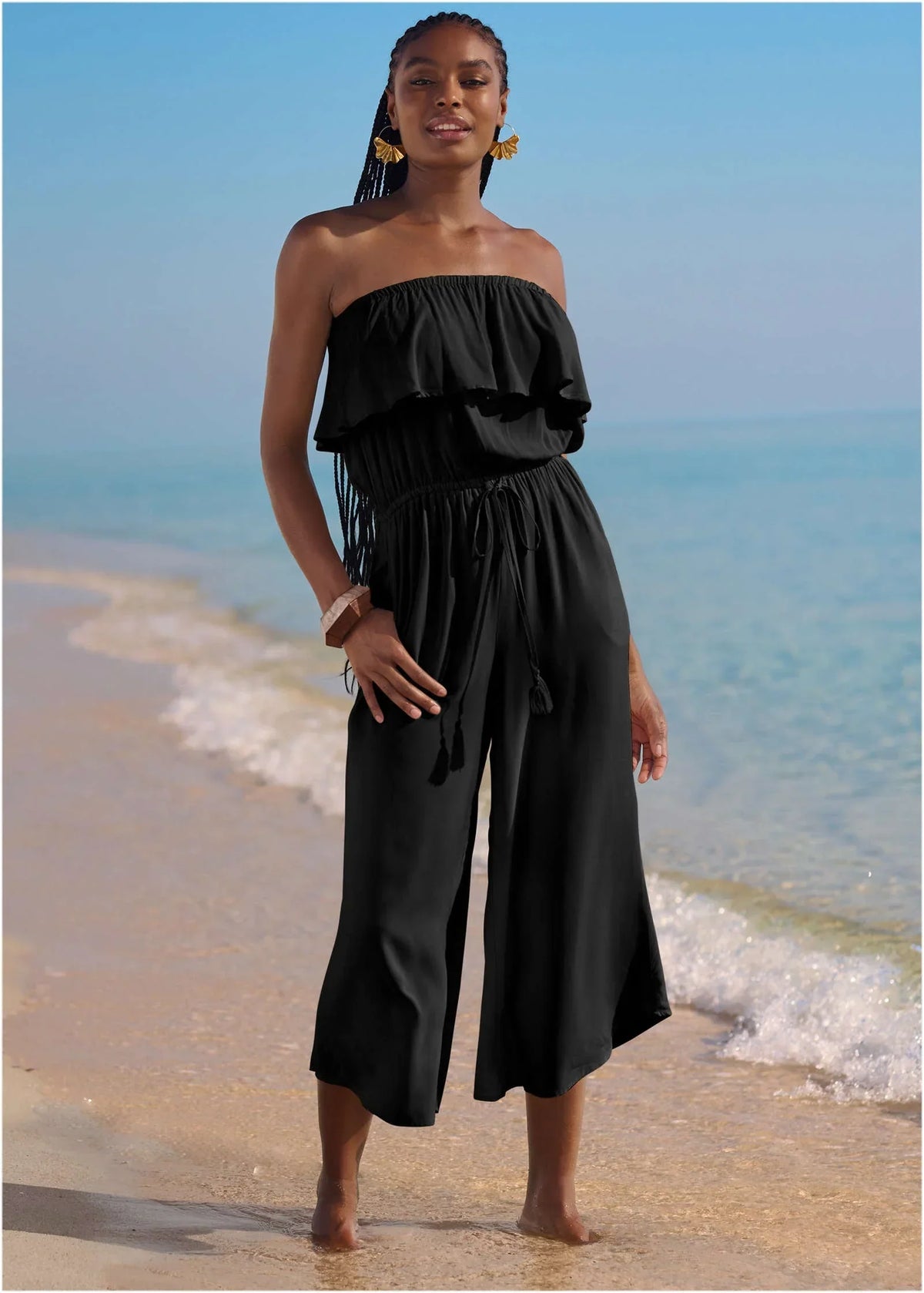 Strapless Jumpsuit Cover Up Black Beauty