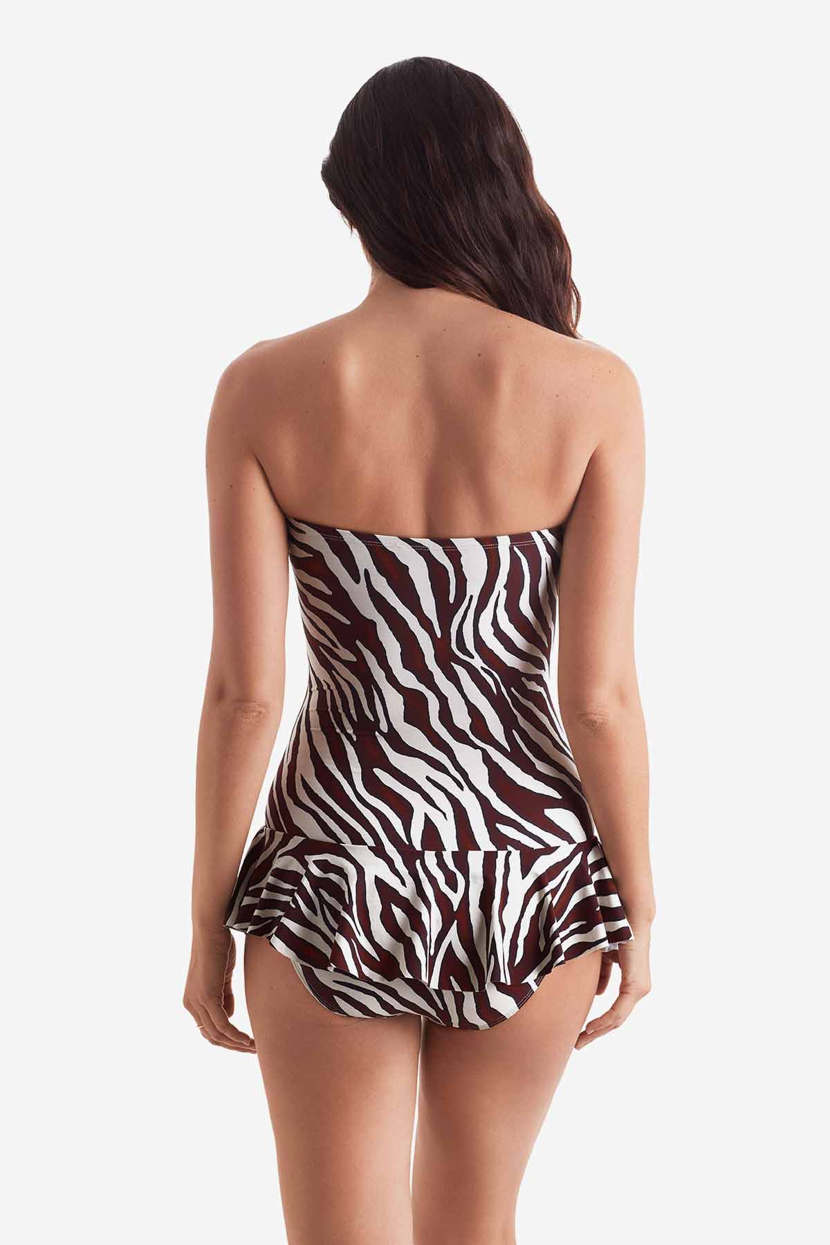 Aria Skirted One Piece Zebra