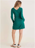 V Neck Mini Sweater Dress Deep Lake