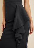Cutout Ruffle Dress Black