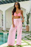 Mia Pink Pinstriped Pull On Pants