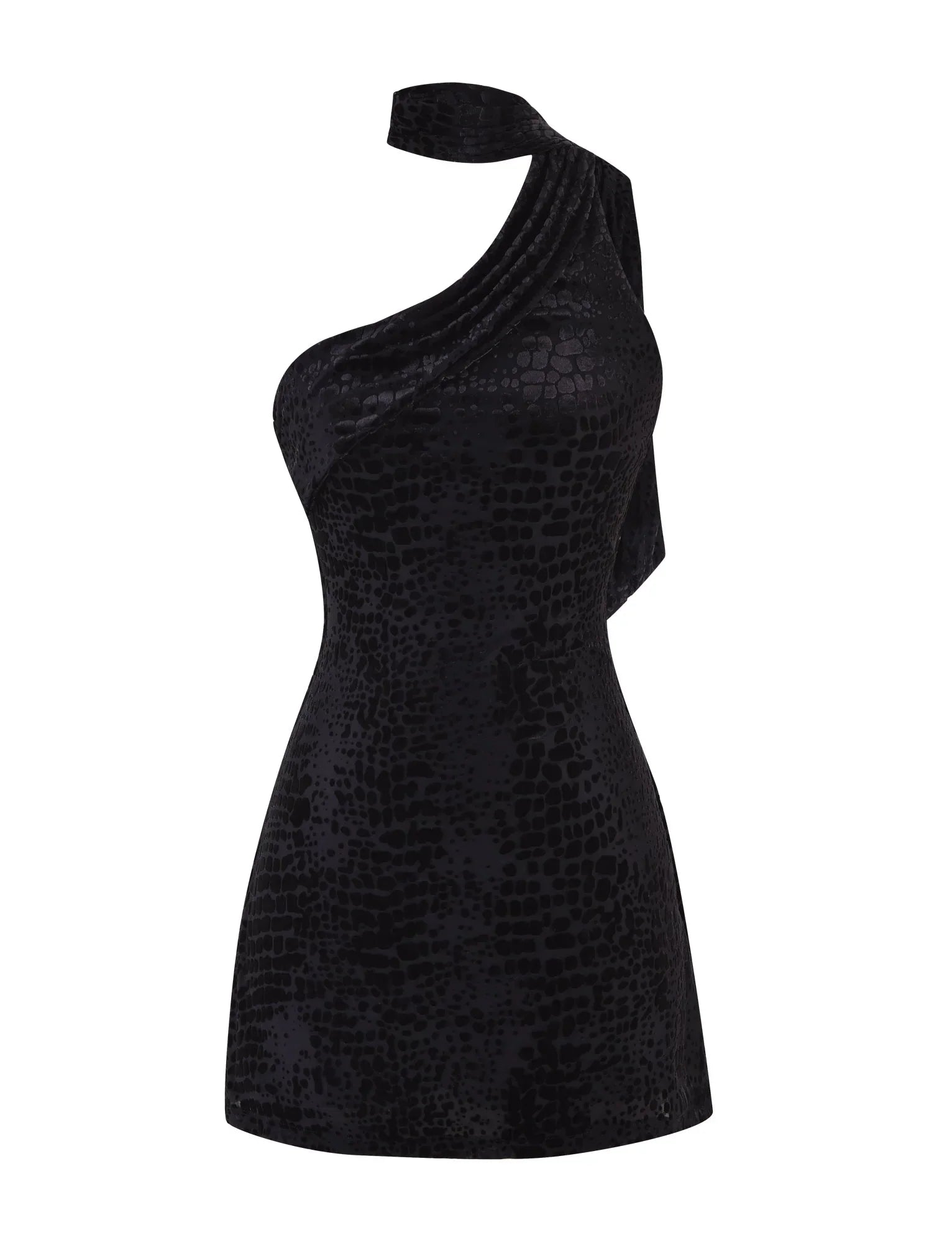 ALLIRA BURNOUT MINI DRESS 20 BLACK SNAKE