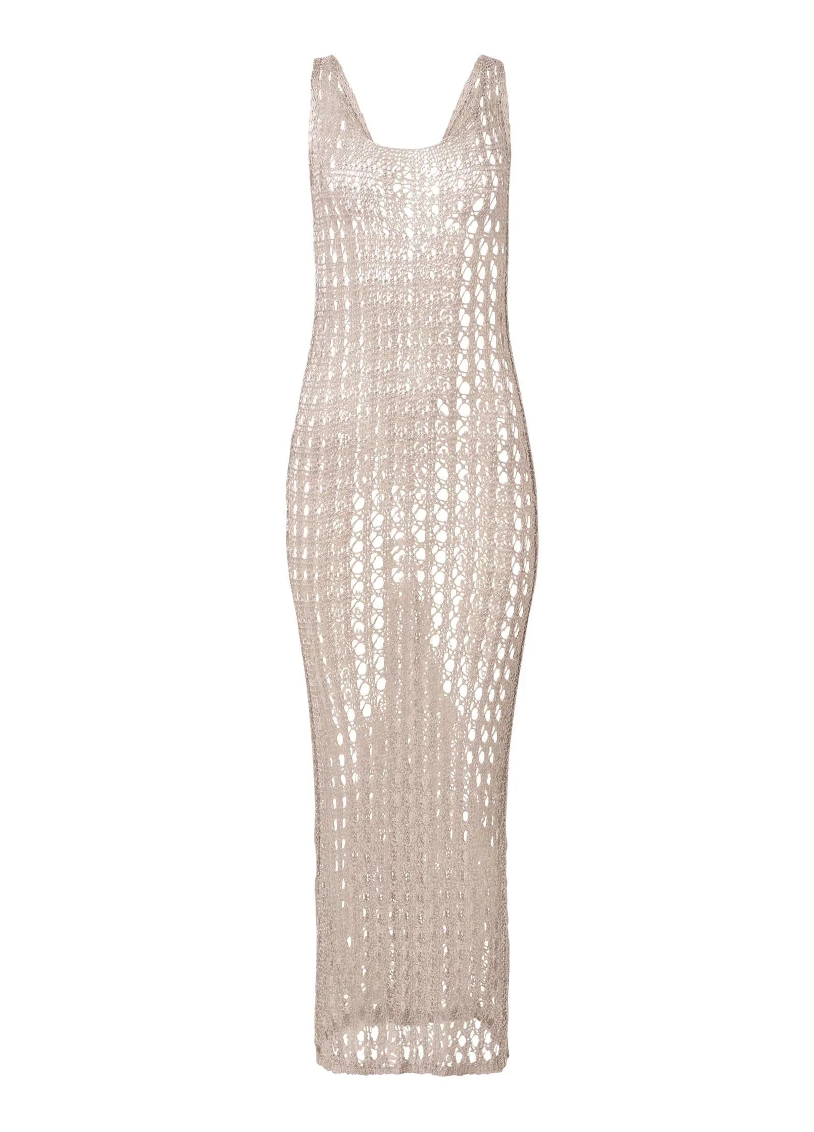 Metallic Crochet Coverup Glittery Silver