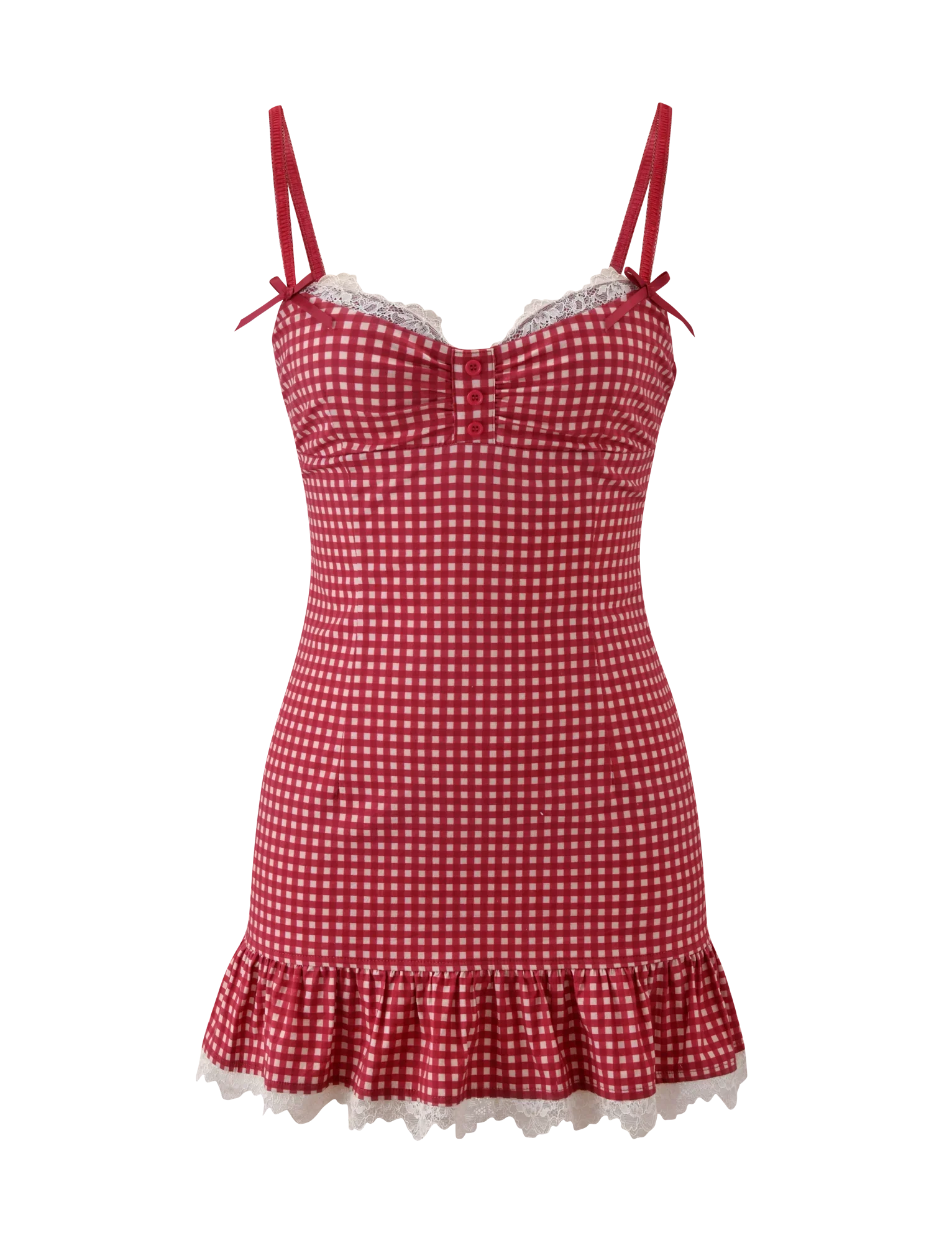 EMMALINE MINI DRESS RED GINGHAM