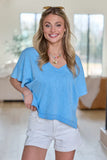 Rooted Essential Blue V Neck Tee
