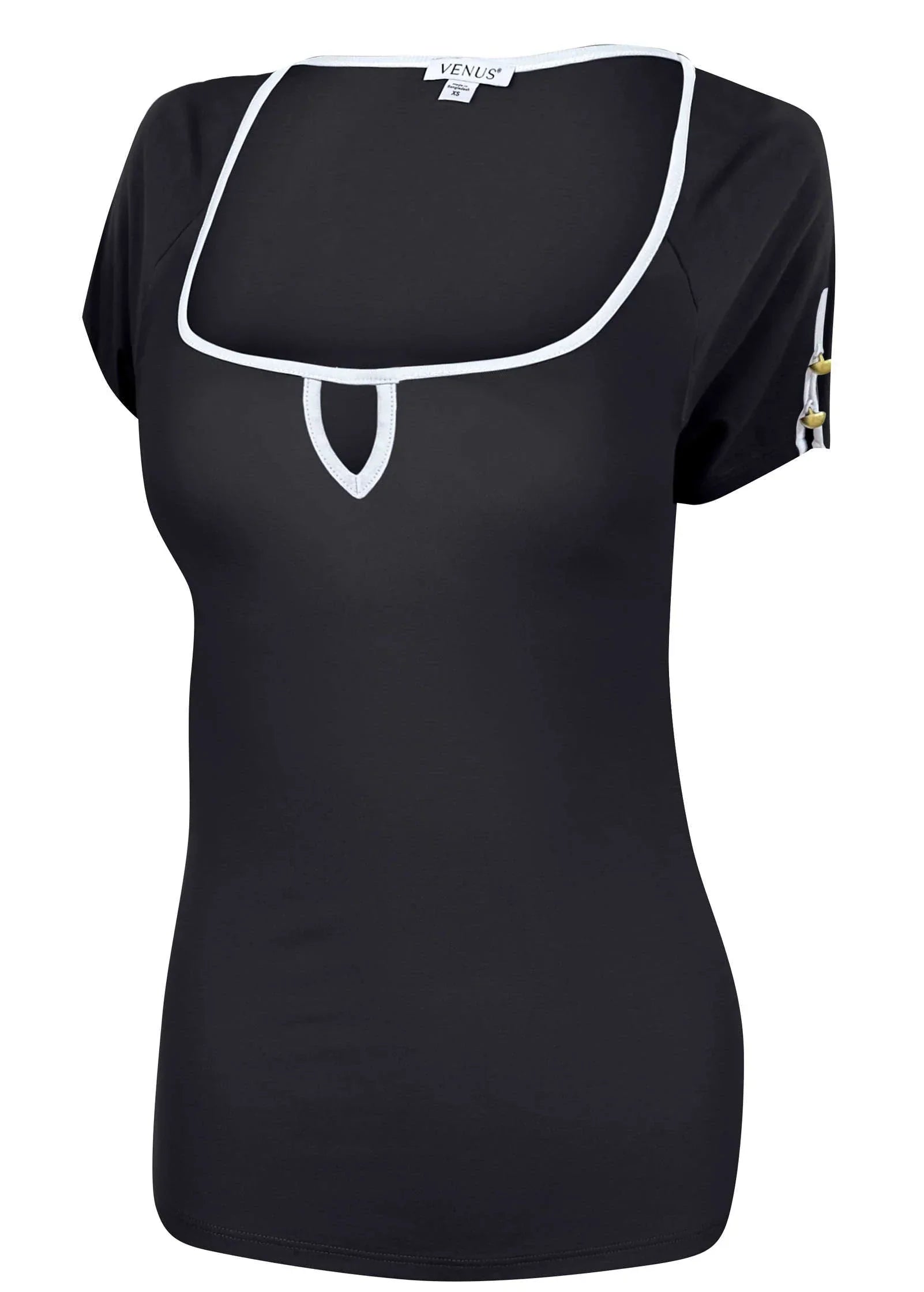 Button Detail Short Sleeve Jet Black