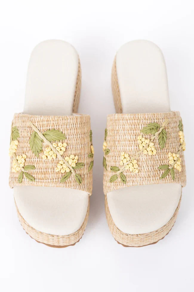 Taniya Yellow Floral Platform Sandal
