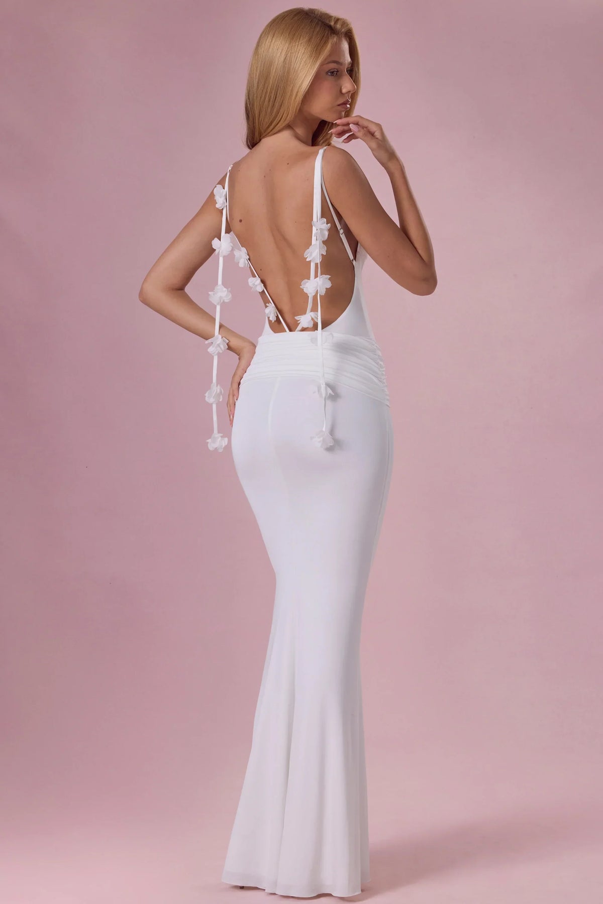 Jersey Draped Gown in Coconut