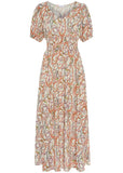 V Neck Maxi Dress White Multi