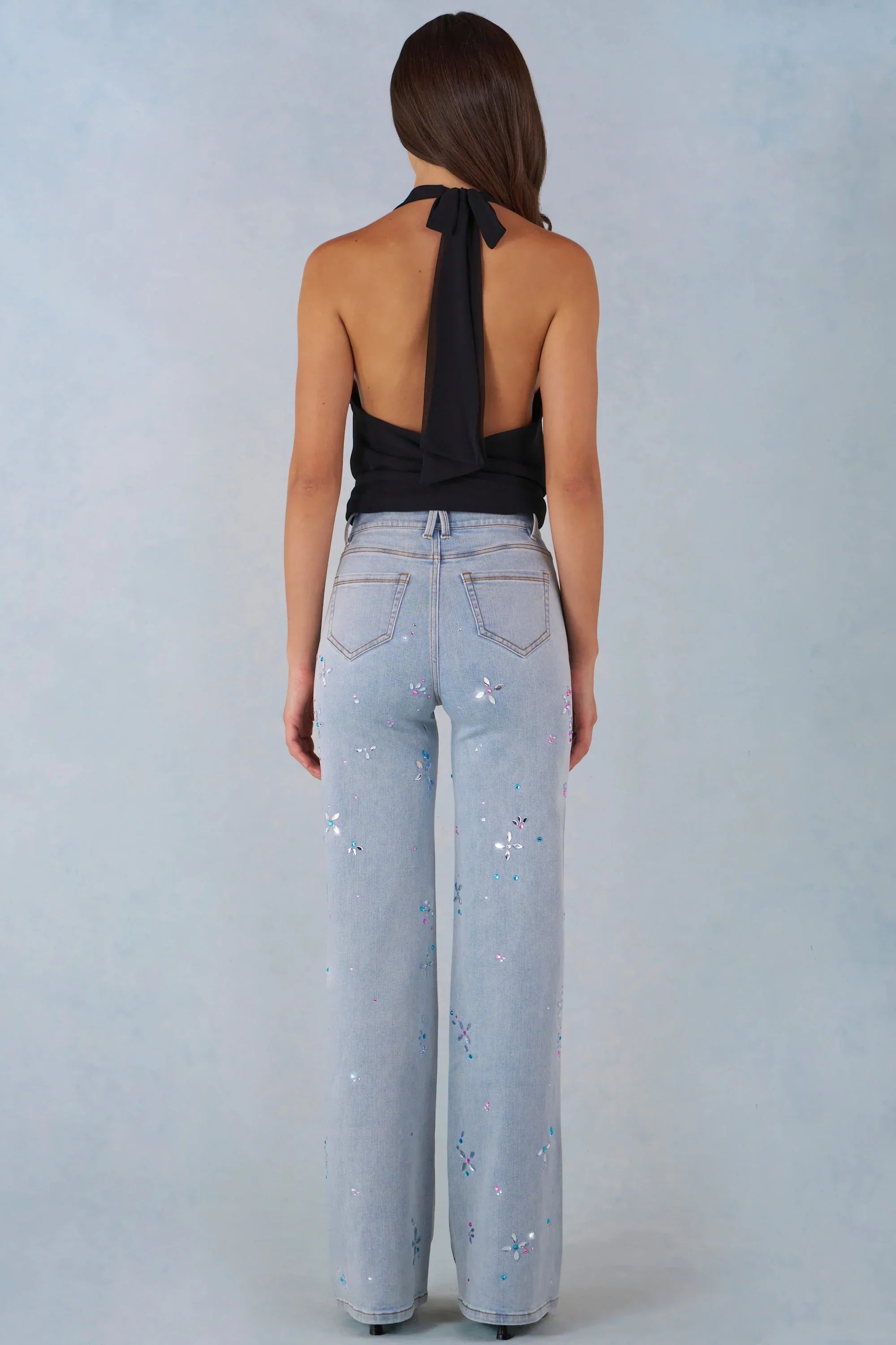 Mid Rise Straight Leg Jeans in Light Denim