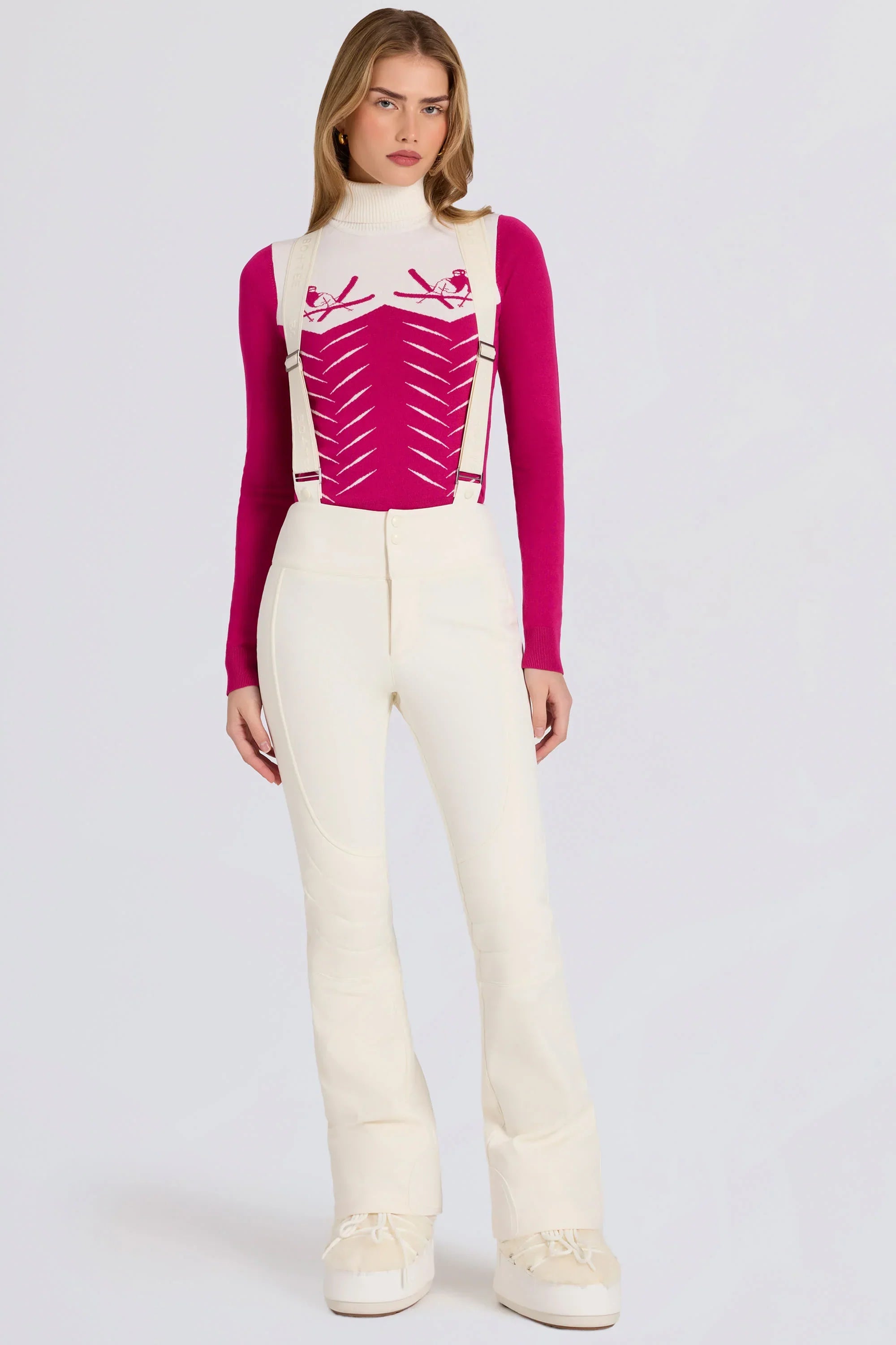 Waterproof High Rise Salopettes with Suspenders in Ice