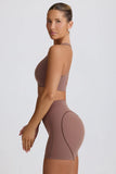 Soft Active V Neck Sports Bra in Mocha