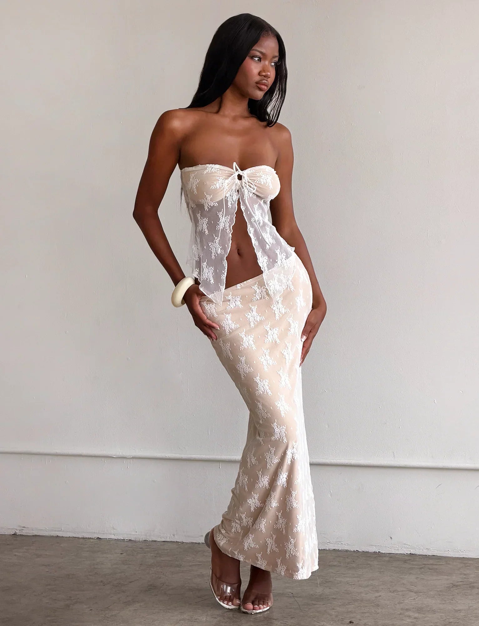 KAROLINA SKIRT WHITE WHITE LACE